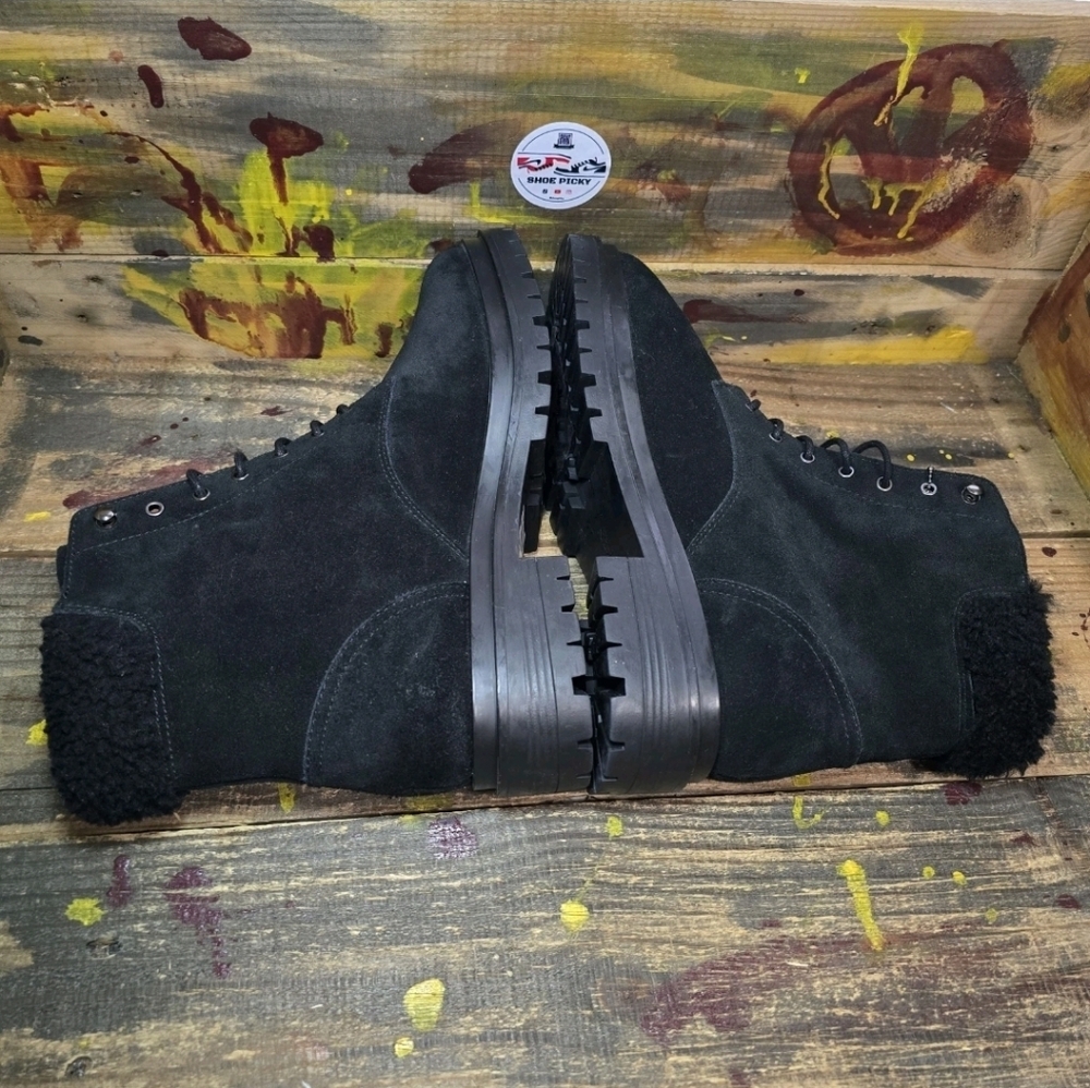 Ralph Lauren Women's Black Suede Shearling Lined Carlee Boots Size 10 New - Picture 5 of 10